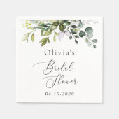 緑，ユーカリ葉ス，ボホ，ブライダルシャワー スタンダードカクテルナプキン (正面)