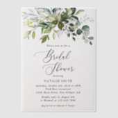 緑，ユーカリ葉ス，ボホ，ブライダルシャワー ベラム紙招待状 (正面)