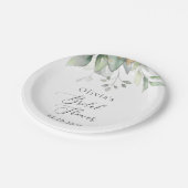 緑，ユーカリ葉ス，ボホ，ブライダルシャワー ペーパープレート (アングル)