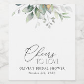 緑,ユーカリ葉ス,ボホ,ブライダルシャワー ワインラベル (シングルラベル)