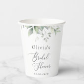 緑，ユーカリ葉ス，ボホ，ブライダルシャワー 紙コップ (正面)