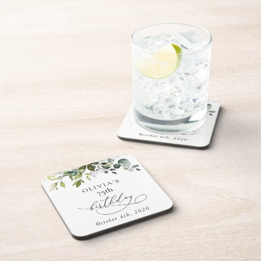 緑,ユーカリ葉ス,ボホ,誕生日 コースター (右側)