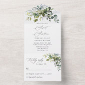 緑，ユーカリ葉ス，ボホ， Sweet 16 オールインワン招待状 (内側)