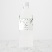 緑、ユーカリ葉、ボホ、ベイビーシャワー ペットボトルラベル (正面)