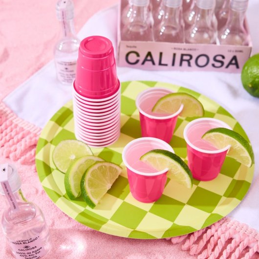 緑+ライム市松模様にパーティー紙プレート ペーパープレート