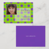 緑"レトロの点"及び紫色のお母さんの名刺 コーリングカード (正面/裏面)
