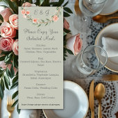 緑、ロマンチックなバラリース折り畳み座席表 プレイスカード