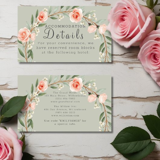 緑、ロマンチックなバラリース エンクロージャーカード