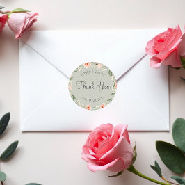 緑、ロマンチックなバラリース ラウンドシール