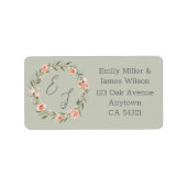 緑、ロマンチックなバラリース ラベル (正面)