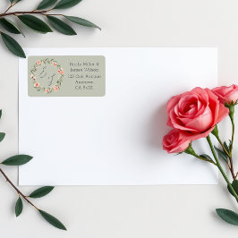 緑、ロマンチックなバラリース ラベル