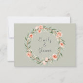 緑、ロマンチックなバラリース 出欠カード (正面)