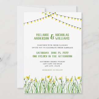 緑+ワイルドフラワー+ライト結婚式招待状 招待状