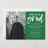 緑 | 卒業おめでとう スクリプト 卒業パーティー 招待状 (正面)