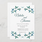 緑，印刷可能な結婚式招待状,シンプル 招待状 (正面/裏面)