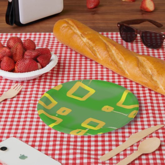 緑(幾何学的) ペーパープレート (ピクニック)