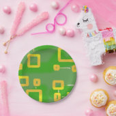 緑(幾何学的) ペーパープレート (パーティー)