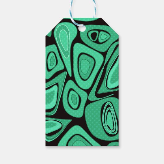 緑、抽象芸術、レトロ ギフトタグ (正面)
