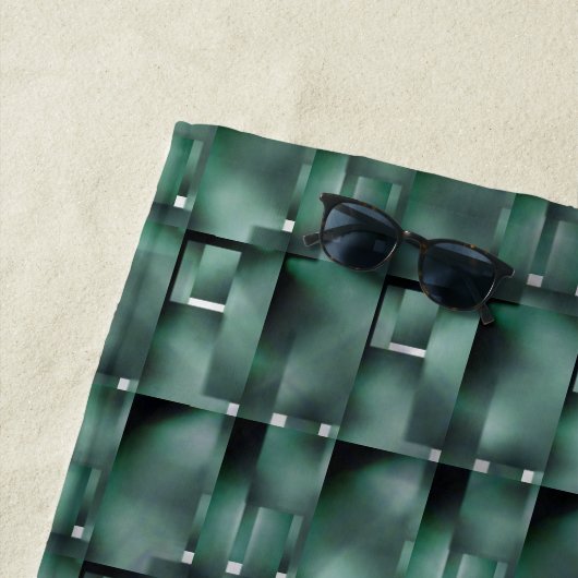 緑、斑点のある暗い長方形の形式 ビーチタオル (インサイチュ)