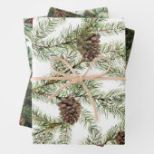 緑。松、コーン、もみ ラッピングペーパーシート (インサイチュ)