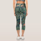 緑，森の動物の巣，キツネ，緑のフローラ  カプリレギンス (裏面)