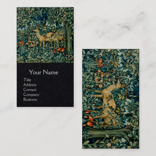 緑、森の動物は緑のフローラ 名刺 (正面/裏面)