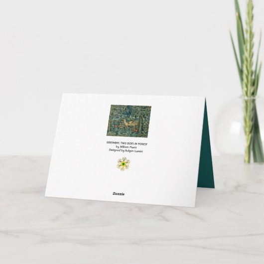 緑、森林動物がクリスマスをフローラ シーズンカード (裏面)