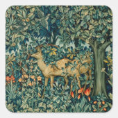 緑、森林動物がクリスマスをフローラ スクエアシール (正面)