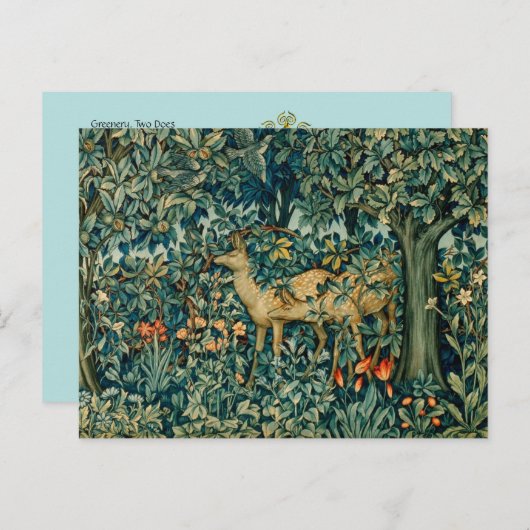 緑、森林動物がクリスマスをフローラ ポストカード (正面/裏面)