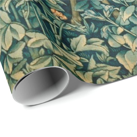 緑、森林動物がクリスマスをフローラ ラッピングペーパー (ロールコーナー)