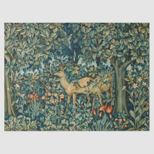 緑、森林動物がクリスマスをフローラ 薄葉紙 (正面)