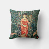 緑、森林動物で果実を保持するポモナ クッション (裏面)