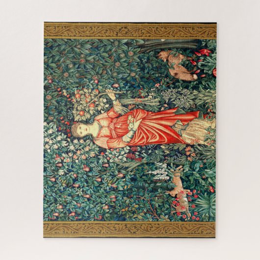 緑、森林動物で果実を保持するポモナ ジグソーパズル (縦)