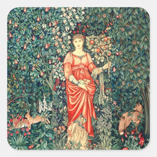 緑、森林動物で果実を保持するポモナ スクエアシール (正面)