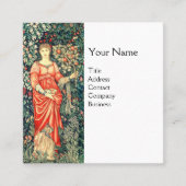 緑、森林動物で果実を保持するポモナ スクエア名刺 (正面)