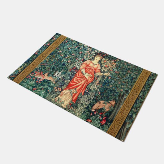 緑、森林動物で果実を保持するポモナ ドアマット (アングル)