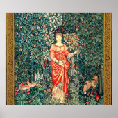 緑、森林動物で果実を保持するポモナ ポスター (正面)