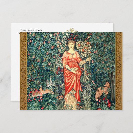 緑、森林動物で果実を保持するポモナ ポストカード (正面/裏面)