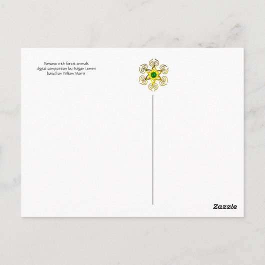 緑、森林動物で果実を保持するポモナ ポストカード (裏面)