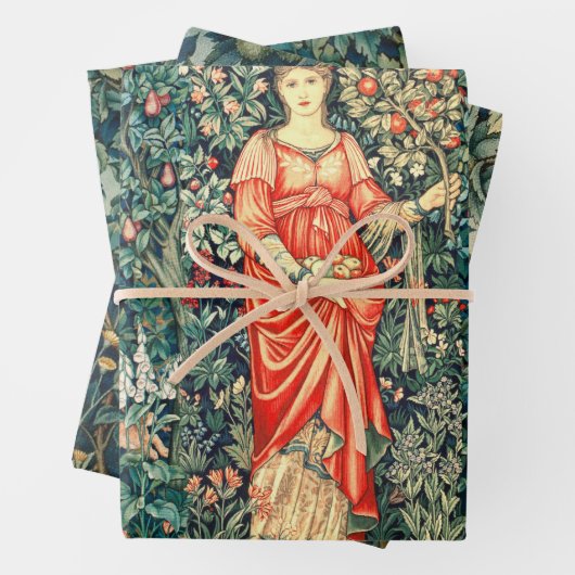 緑、森林動物で果実を保持するポモナ ラッピングペーパーシート (インサイチュ)