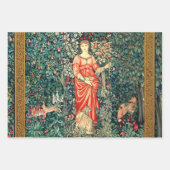 緑、森林動物で果実を保持するポモナ ラッピングペーパーシート (正面)