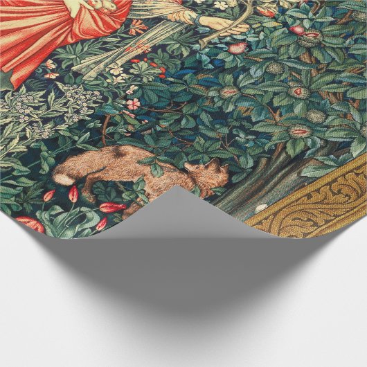 緑、森林動物で果実を保持するポモナ ラッピングペーパー (角)