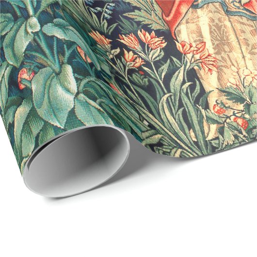 緑、森林動物で果実を保持するポモナ ラッピングペーパー (ロールコーナー)