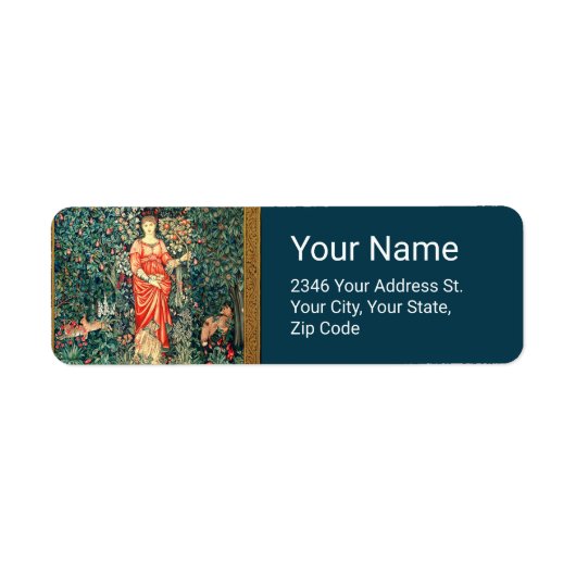 緑、森林動物で果実を保持するポモナ ラベル (正面)