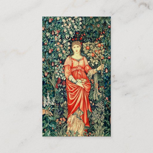 緑、森林動物で果実を保持するポモナ 名刺 (裏面)