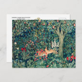 緑,森林動物のウサギ,緑のフローラHolida ポストカード (正面/裏面)