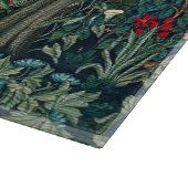 緑，森林動物の群れ，キツネ，緑のフローラ カッティングボード (角)