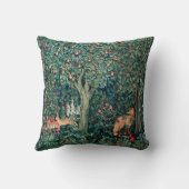 緑,森林動物の群れ,キツネ,緑フローラ クッション (裏面)