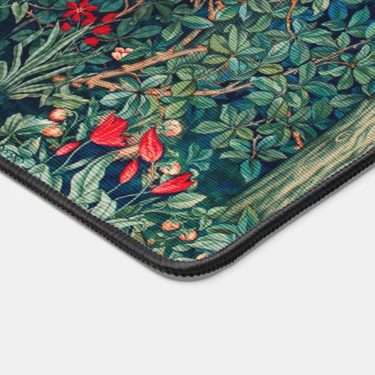 緑，森林動物の群れ，キツネ，緑フローラ デスクマット (コーナー)