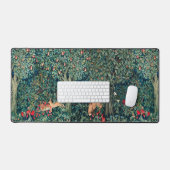 緑，森林動物の群れ，キツネ，緑フローラ デスクマット (キーボード&マウス)